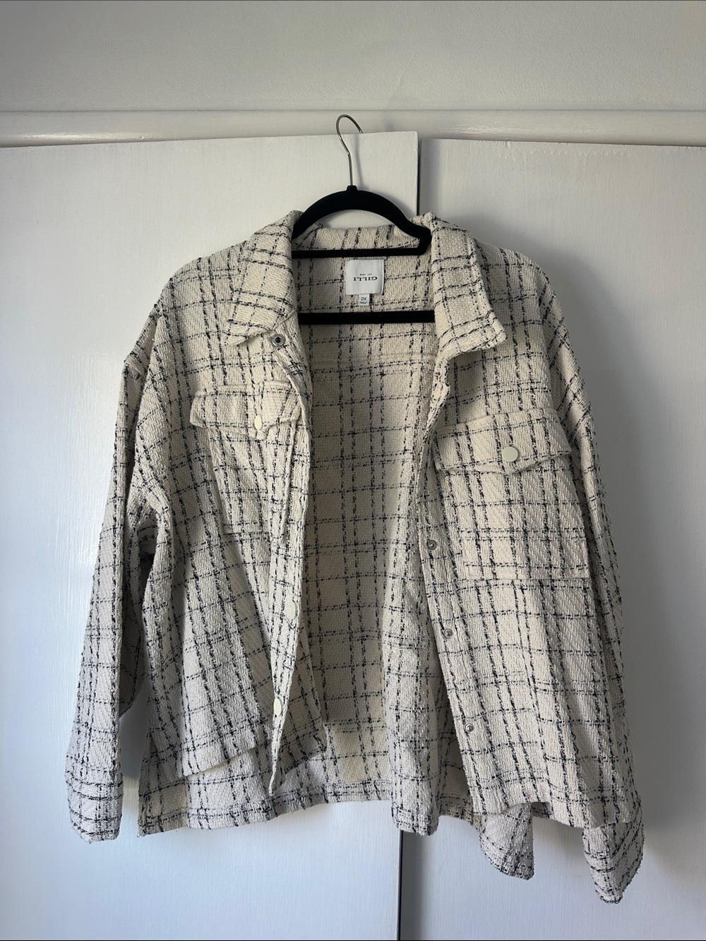 Gilli Ivory Black Windowpane Plaid Jacket